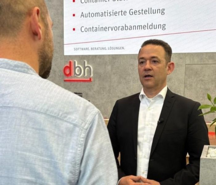 Standinterview mit Marc Hasenbein, Bereichsleiter Vertrieb (Foto: dbh Logistics IT AG)